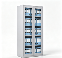 Armoire de classement en métal et verre pour bureau, 5 étagères, verrouillable, en acier, pour l'archivage des documents d'entreprise
