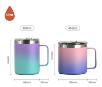 Cadeaux de Noël : Tasse à café avec poignée, gobelet isotherme en acier inoxydable, tasse à thé de bureau avec couvercle coulissant transparent et boîte d'emballage