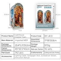 Kit Fai-da-Te per Casa delle Bambole in Miniatura a Tema Spiaggia e Oceano, Puzzle 3D con Inserto per Libreria e Luce LED, Decorazione per la Casa e Regalo