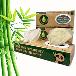 Kotak tisu basah bambu FSC, kertas tisu Losion Wajah 2 in 1 penggunaan ganda 99.9% tisu air kemasan ganda tisu basah