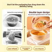 SAIZHUO Boîte à lunch jetable antivol avec boucle de verrouillage, plateau double couche pour emporter, bol de séparation pour aliments, soupes et nouilles SZ207T