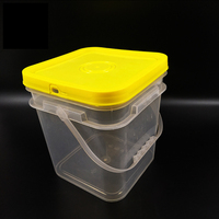 Vente flash : Seau carré en plastique transparent de 2 litres pour l'emballage alimentaire