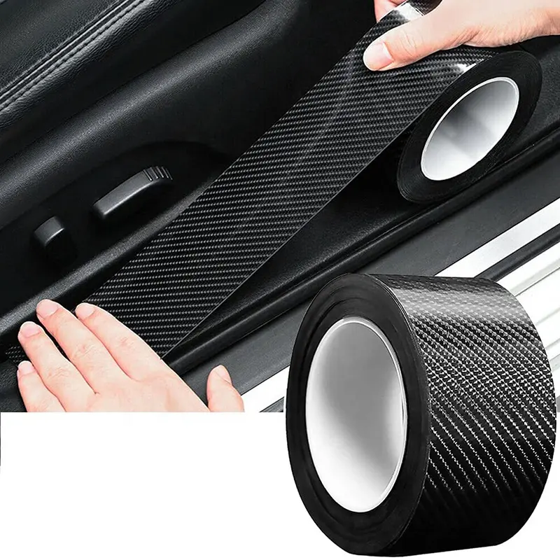 Autocollants universels de carrosserie, Film Nano imperméable à l'eau, utilisation répétée, 5D, Fiber de carbone noire, couverture de porte, fenêtre automobile, autocollant en vinyle