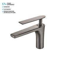 Grifo Mezclador Termostático Cromado Moderno para Lavabo Escolar con Ahorro de Agua, Cuerpo de Latón, Cartucho Cerámico, Monomando, Montaje en Encimera, CE