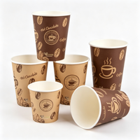 Gobelets jetables biodégradables en papier kraft à paroi simple, écologiques, avec logo personnalisé, pour gaufres, frites, fêtes, imprimés
