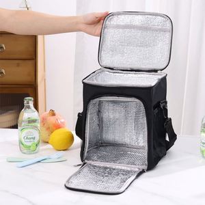 Sac isotherme à bandoulière en aluminium grande capacité avec logo personnalisé, idéal pour le déjeuner et les pique-niques, avec sangle réglable - Product Image 4