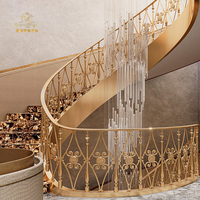 Garde-corps de luxe en laiton et aluminium résistant à l'eau, incrusté de pierre précieuse vert paon, pour escalier et balcon de villa-hôtel de style français et européen, personnalisable