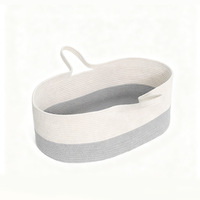 Panier de transport portable pour bébé avec doubles poignées, table à langer pliable en corde de coton, coloré, flexible et organisateur