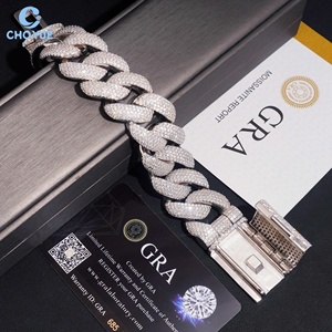 S925 Silver Iced Out Thick Miami Cuban Link Bracelet Full Paved VVS Moissanite Hip Hop Bling Diamond Jewelry Gift for <b>Men</b> - Product Image 5