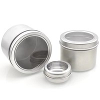 Kostenlose Probe Silber Aluminium Fenster Glas 1Unze 30ml 60ml 80ml 100ml 150ml Metall Kerzenglas Lebensmittelaufbewahrungsver