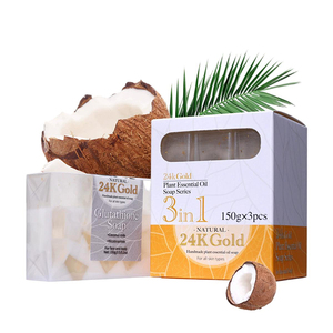 Savon artisanal 3 en 1 à l'huile essentielle de glutathion et or 24 carats, 150g x 3 pièces, blanchissant naturel pour le visage et le corps, tous types de peau - Product Image 1