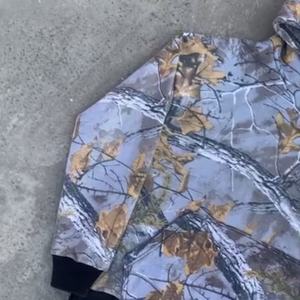 เสื้อฮู้ดดี้ลายพรางแบบครอปทรงใหญ่พิเศษสำหรับผู้ชาย ลายพราง Real Tree แบบพิมพ์ทรงบ็อกซี่ เสื้อสเวตเชิ้ตผู้ชาย - Product Image 2