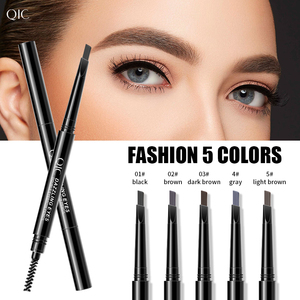 QIC – <span class=keywords><strong>crayon</strong></span> à sourcils triangulaire éblouissant à double tête, rotatif, imperméable, lisse, naturel, longue durée, noir, brun foncé - Product Image 1