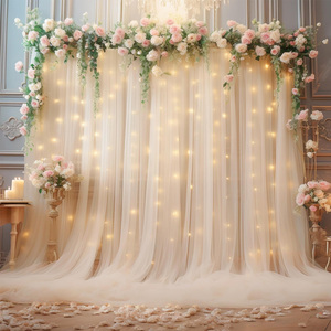 Rideaux <span class=keywords><strong>d</strong></span>'église de haute qualité, <span class=keywords><strong>d</strong></span>écoration de toile de fond pour mariage, événement, fête, arche, drapé en tissu mousseline transparent - Product Image 5