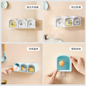 Wall Mounted Seasoning Container <b>Set</b> M Size Flip Top Lid Hanging Kitchen <b>Spice</b> <b>Jar</b> Solid Seasonings Storage With Spoons - Product Image 3