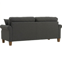 Sofá de 3 Plazas Nuhoom Sophisticated Buckram Fabric IMPALA con Patas de Roble Malayo, Diseño Clásico Moderno, Respaldo Acolchado Enrollado para Sala de Estar