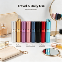 Vente en gros de flacons pulvérisateurs en aluminium et en verre vides et rechargeables avec bouchon à vis pour le stockage de cosmétiques et de parfums