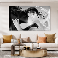 Affiche murale abstraite noir et blanc avec couple amoureux, idéale pour la décoration intérieure contemporaine de restaurants, hôtels et chambres.