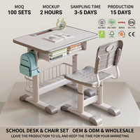 Ensemble de chaises et tables d'école robustes OEM, chaise d'étude ergonomique pour enfant avec soutien de posture, ensembles de meubles pour enfants pour la salle de classe