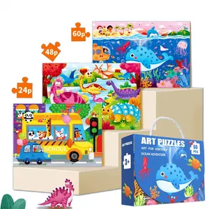 24 Stück Großhandel benutzer definierte Lernspiel zeug Kinder Puzzlespiel Kleinkind Puzzle Kinder Puzzle mit Griff