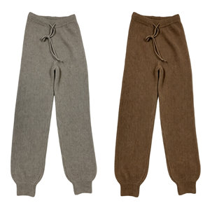 <span class=keywords><strong>Pantaloni</strong></span> Jogger da Donna in Maglia a Costine Color Avena, <span class=keywords><strong>Pantaloni</strong></span> Sportivi a Vita Alta <span class=keywords><strong>con</strong></span> Coulisse, Morbidi e Caldi per l'Inverno - Product Image 3