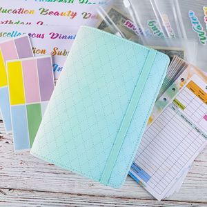 A6 Classeur PU en cuir de couleur Makaron progressive avec système d'enveloppes Livre de budget de trésorerie - Product Image 5