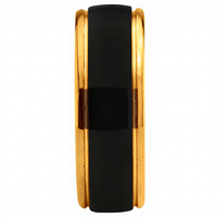 Bague de mariage en carbure de tungstène noir avec bords en or jaune 8 mm pour homme/unisexe THX Jewelry Casual/Sporty Certifiée par un tiers