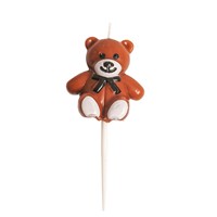 Bougie d'anniversaire en forme d'ours en peluche brun 3D, décoration de gâteau en forme d'animal mignon pour la fête d'anniversaire des enfants