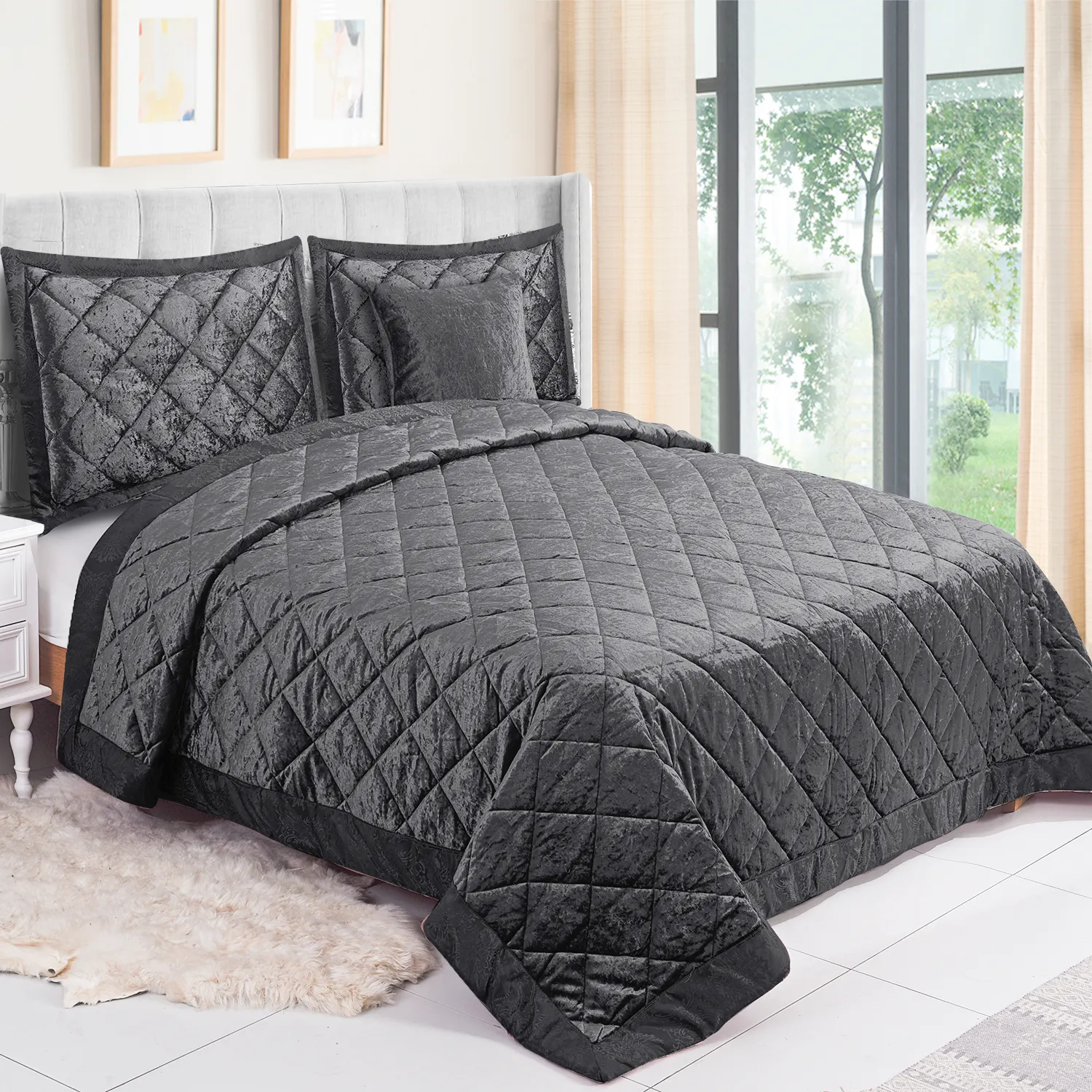 Zacht Warm En Comfortabel Gewatteerd Vel Sets Effen Kleur Geborsteld Microfiber Bedlaken 3 Stuks Beddengoed Set