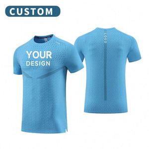 T-shirt de course pour homme à manches courtes, col rond, séchage rapide, impression par sublimation, 100 % polyester, maille respirante, couleur personnalisée - Product Image 2