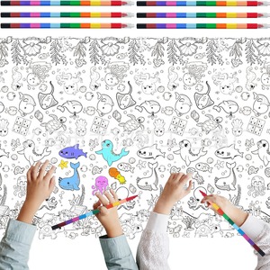 Ocean World Children's <b>Paper</b> <b>Tablecloth</b> 137x274cm DIY Coloring Poster For Party Birthday Kids Art Doodle Activity - Product Image 4