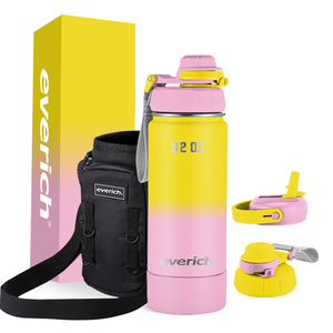 热瓶多盖可用运动不锈钢水瓶，带袖袋 - Product Image 4