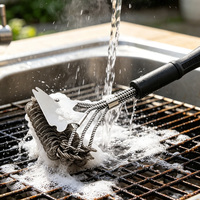 Brosse de nettoyage pour barbecue, brosse à grilles en fil métallique pour le camping et la cuisine en plein air