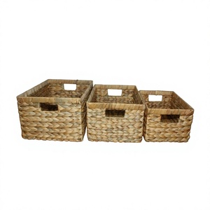 Cestas de Almacenamiento de Alta Calidad en Oferta, Rectangulares, de Jacinto de Agua Natural, con Asas, Organizador Rústico Multiusos - Product Image 2
