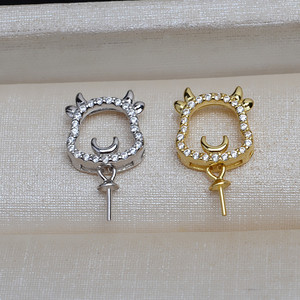 Pendentif Wenchi en argent S925 avec perle de 8-14 mm, accessoires de bricolage, plateau vide, composant de bijoux du zodiaque, 14157 Chine - Product Image 2