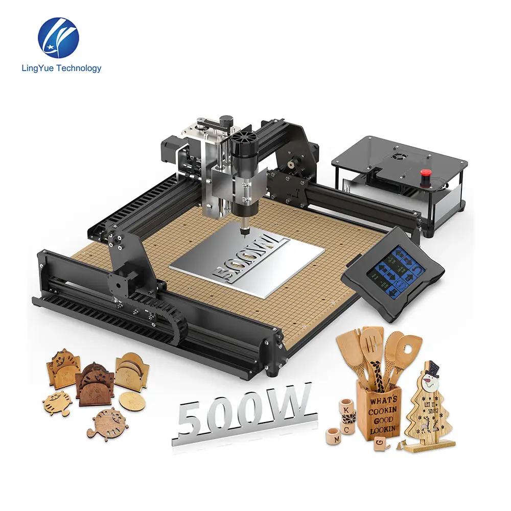 Le plus récent Lingyue haute précision 3D automatique 450*400mm 3 axes CNC bois routeur machines Machine de gravure pour acrylique mdf