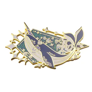 Grosir pemasok Pin tidak ada Minimum bros Anime massal Logo kustom Lapel Pin lencana produsen logam kustom lembut keras Enamel Pin