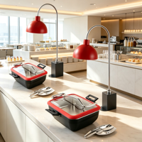 Lampe chauffante de luxe pour buffet d'hôtel, support de table, chauffe-plats électrique en acier inoxydable 304