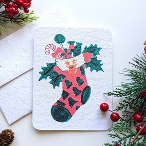 Carte <span class=keywords><strong>de</strong></span> vœux en papier grainé « Chant <span class=keywords><strong>de</strong></span> Noël » – Carte écologique à planter et à faire germer, papier artistique créatif - Product Image 1