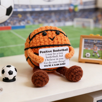 Mini ballon de football ou de basket en crochet, motif animal mignon et amusant, avec cartes de support, design Art Déco, cadeau d'anniversaire pour la décoration intérieure