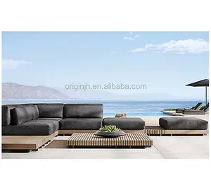 Zeitgenössische heißer verkauf modulare teak holz Ecke Gepolsterten Schnitts sofa set terrasse outdoor möbel garten