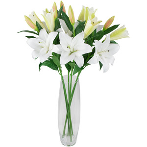 Real Touch Fleurs Blanches Lys Artificiel pour Mariage Décoration de Fête à la Maison Faux Lys Tiges Florales Faux Liles Fleur - Product Image 6