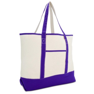 <b>Large</b> Solid Color Canvas <b>Bag</b> with Zipper Closure & Embroidery-Waterproof Heavy-Duty Cotton Canvas Spacious for Books - Product Image 1