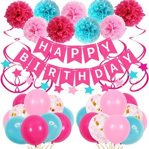 Kit <span class=keywords><strong>de</strong></span> suministros para fiesta <span class=keywords><strong>de</strong></span> <span class=keywords><strong>feliz</strong></span> cumpleaños, 38 Uds., globos <span class=keywords><strong>de</strong></span> látex para niñas y mujeres, decoraciones <span class=keywords><strong>de</strong></span> <span class=keywords><strong>feliz</strong></span> cumpleaños rosas, rojas y rosas - Product Image 1