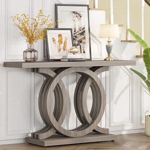 Table de couloir Tribesigns de 55 pouces avec base géométrique, table d'entrée en <span class=keywords><strong>bois</strong></span>, <span class=keywords><strong>console</strong></span> moderne, tables d'entrée - Product Image 2