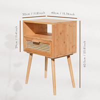 Combohome Table de chevet en bambou Table de chevet moderne Table basse d'appoint pour salon chambre