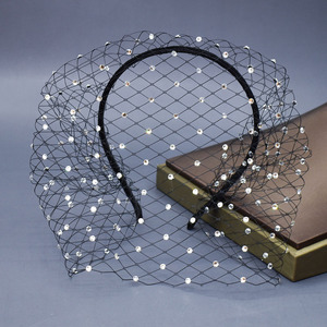 2023 nuovo arrivo bellissimi strass scintillanti maglia da sposa velo viso diamante accessori da sposa copricapo a gabbia per uccelli velo - Product Image 2