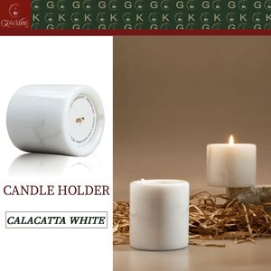 Candelabro <span class=keywords><strong>in</strong></span> Marmo Bianco Calacatta GOLDKING, Artigianato <span class=keywords><strong>con</strong></span> Dettagli Incisi a Mano, <span class=keywords><strong>Rivestimento</strong></span> Nano per Villa, Patio, Caminetto - Product Image 2