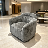 Fauteuil simple en tissu texturé gris, mousse haute densité, fauteuil d'appoint pour villa, café, gîte, usage commercial – Vente directe usine
