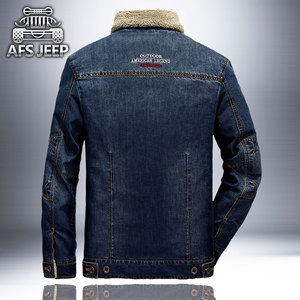 Men's Vintage <strong>Sherpa</strong> Fleece Lined <strong>Denim</strong> Biker <strong>Jacket</strong> Plus Size Casual Button-Up Coat in Stylish Jean Style Winter Woven <strong>Jacket</strong> - Product Image 2